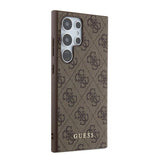 Husa pentru Samsung Galaxy S24 Ultra, Guess Hardcase 4G Metal Gold Logo (GUHCS24LG4GFBR), maro