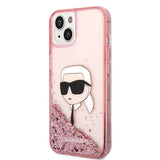 Husa pentru iPhone 14 Plus, Karl Lagerfeld Hardcase Glitter (KLHCP14MLNKHCP), roz