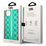 Husa pentru iPhone 14 Plus, Karl Lagerfeld Hardcase Monogram (KLHCP14MPGKLSKN), verde