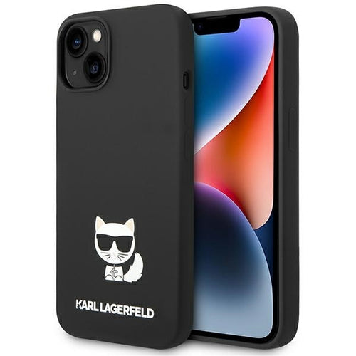 Husa pentru iPhone 14 Plus, Karl Lagerfeld Silicone (KLHCP14MSLCTBK), negru