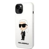 Husa pentru iPhone 14 Plus, Karl Lagerfeld Silicone (KLHCP14MSNIKBCH), alb