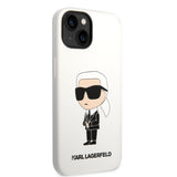 Husa pentru iPhone 14 Plus, Karl Lagerfeld Silicone (KLHCP14MSNIKBCH), alb