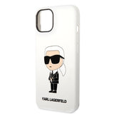 Husa pentru iPhone 14 Plus, Karl Lagerfeld Silicone (KLHCP14MSNIKBCH), alb