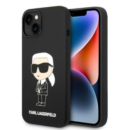 Husa pentru iPhone 14 Plus, Karl Lagerfeld Silicone (KLHCP14MSNIKBCK), negru