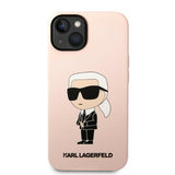 Husa pentru iPhone 14 Plus, Karl Lagerfeld Silicone (KLHCP14MSNIKBCP), roz