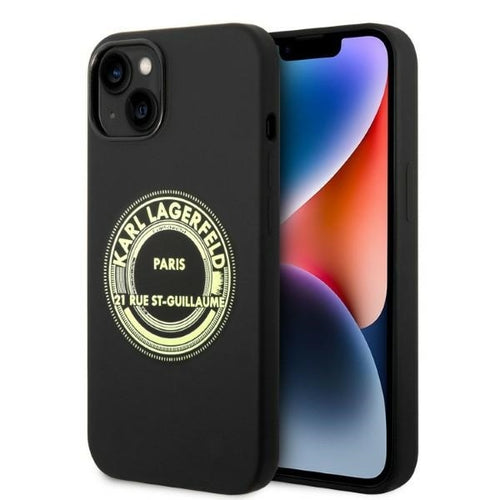 Husa pentru iPhone 14 Plus, Karl Lagerfeld Silicone (KLHCP14MSRSGRCK), negru
