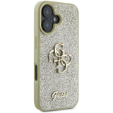 Husa pentru iPhone 16 Plus, Guess Glitter Fixed Big 4G (GUHCP16MHG4SGD), auriu