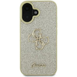 Husa pentru iPhone 16 Plus, Guess Glitter Fixed Big 4G (GUHCP16MHG4SGD), auriu