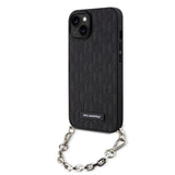 Husa pentru iPhone 14, Karl Lagerfeld Saffiano Monogram Chain (KLHCP14SSACKLHPK), negru