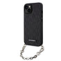 Husa pentru iPhone 14, Karl Lagerfeld Saffiano Monogram Chain (KLHCP14SSACKLHPK), negru