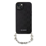 Husa pentru iPhone 14, Karl Lagerfeld Saffiano Monogram Chain (KLHCP14SSACKLHPK), negru