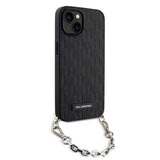 Husa pentru iPhone 14, Karl Lagerfeld Saffiano Monogram Chain (KLHCP14SSACKLHPK), negru