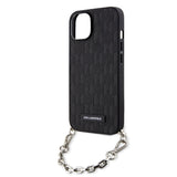 Husa pentru iPhone 14, Karl Lagerfeld Saffiano Monogram Chain (KLHCP14SSACKLHPK), negru