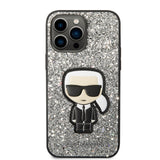 Husa pentru iPhone 14 Pro Max, Karl Lagerfeld Hardcase Glitter (KLHCP14XGFKPG), argintiu