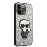 Husa pentru iPhone 14 Pro Max, Karl Lagerfeld Hardcase Glitter (KLHCP14XGFKPG), argintiu