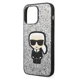 Husa pentru iPhone 14 Pro Max, Karl Lagerfeld Hardcase Glitter (KLHCP14XGFKPG), argintiu