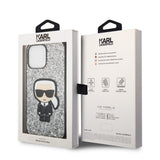 Husa pentru iPhone 14 Pro Max, Karl Lagerfeld Hardcase Glitter (KLHCP14XGFKPG), argintiu