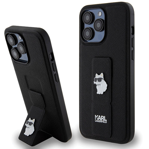 Husa pentru iPhone 14 Pro Max, Karl Lagerfeld Saffiano Gripstand (KLHCP14XGSACHPK), negru