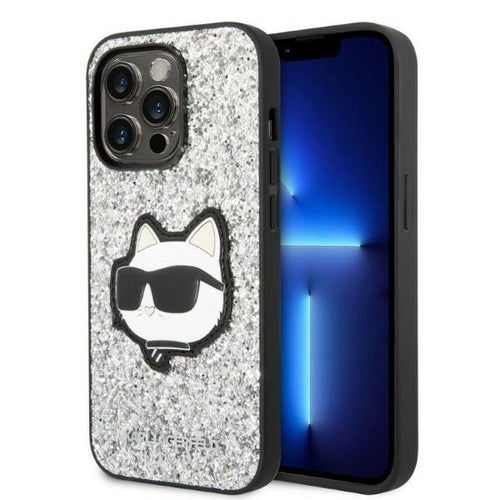 Husa pentru iPhone 14 Pro Max, Karl Lagerfeld Hardcase Glitter (KLHCP14XG2CPS), argintiu