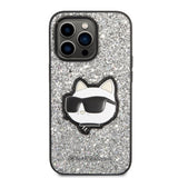 Husa pentru iPhone 14 Pro Max, Karl Lagerfeld Hardcase Glitter (KLHCP14XG2CPS), argintiu