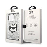 Husa pentru iPhone 14 Pro Max, Karl Lagerfeld Hardcase Glitter (KLHCP14XG2CPS), argintiu