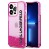Husa pentru iPhone 14 Pro Max, Karl Lagerfeld Hardcase Liquid Glitter (KLHCP14XLCKVF), roz