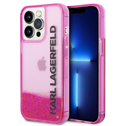 Husa pentru iPhone 14 Pro Max, Karl Lagerfeld Hardcase Liquid Glitter (KLHCP14XLCKVF), roz