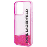 Husa pentru iPhone 14 Pro Max, Karl Lagerfeld Hardcase Liquid Glitter (KLHCP14XLCKVF), roz