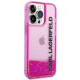 Husa pentru iPhone 14 Pro Max, Karl Lagerfeld Hardcase Liquid Glitter (KLHCP14XLCKVF), roz