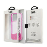 Husa pentru iPhone 14 Pro Max, Karl Lagerfeld Hardcase Liquid Glitter (KLHCP14XLCKVF), roz