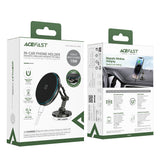 Suport auto Acefast cu Wireless Charging (D30), pentru iPhone, Prindere magnetica, 360°, LED Light, pentru Bord, 15W, negru
