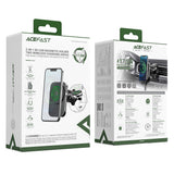 Suport auto Acefast cu Incarcare Wireless (D18), pentru iPhone, 2in1 Incarcare Wireless rapida, pentru Air Vant, Clip blocare, negru