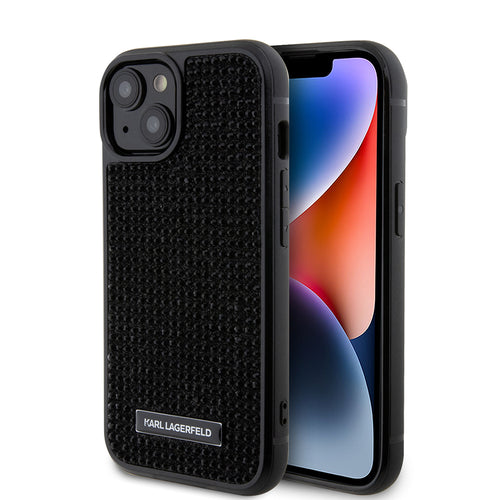 Husa pentru iPhone 15, Karl Lagerfeld Hardcase Rhinestone (KLHCP15SHDSPLK), negru
