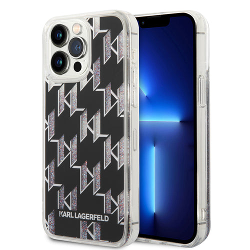 Husa pentru iPhone 14 Pro Max, Karl Lagerfeld Hardcase Liquid Glitter (KLHCP14XLMNMK), negru