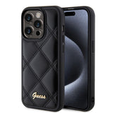 Husa pentru iPhone 15 Pro Max, Guess Quilted Metal Logo (GUHCP15XPSQSQSK), negru