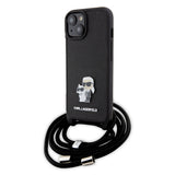 Husa pentru iPhone 15 Plus, Karl Lagerfeld Saffiano Crossbody (KLHCP15MSAKCPSK), negru