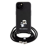 Husa pentru iPhone 15 Plus, Karl Lagerfeld Saffiano Crossbody (KLHCP15MSAKCPSK), negru
