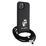 Husa pentru iPhone 15 Plus, Karl Lagerfeld Saffiano Crossbody (KLHCP15MSAKCPSK), negru