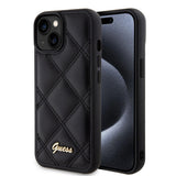 Husa pentru iPhone 15, Guess Quilted Metal Logo (GUHCP15SPSQSQSK), negru