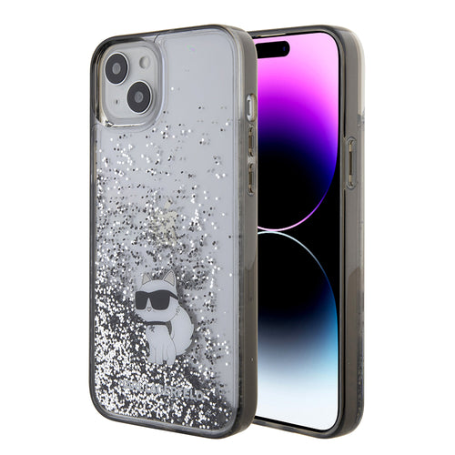 Husa pentru iPhone 15 Plus, Karl Lagerfeld Hardcase Liquid Glitter (KLHCP15MLKCNSK), transparenta