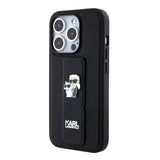 Husa pentru iPhone 15 Pro, Karl Lagerfeld Saffiano Gripstand (KLHCP15LGSAKCPK), negru