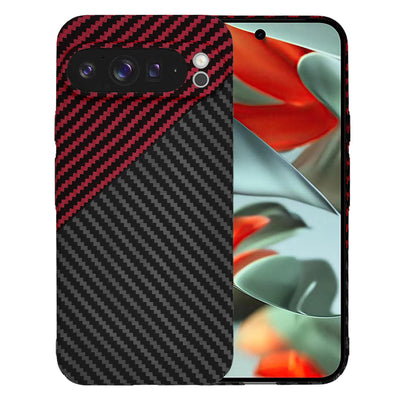 Husa pentru Google Pixel 9 Pro XL, Techsuit Carbonite FiberShell, rosu inchis