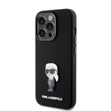 Husa pentru iPhone 15 Pro, Karl Lagerfeld Silicone (KLHCP15LSMHKNPK), negru