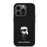 Husa pentru iPhone 15 Pro, Karl Lagerfeld Silicone (KLHCP15LSMHKNPK), negru