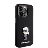 Husa pentru iPhone 15 Pro, Karl Lagerfeld Silicone (KLHCP15LSMHKNPK), negru