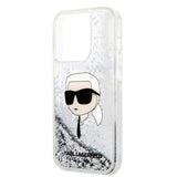 Husa pentru iPhone 14 Pro Max, Karl Lagerfeld Hardcase Glitter (KLHCP14XLNKHCH), argintiu