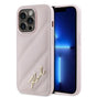 Husa pentru iPhone 14 Pro Max, Karl Lagerfeld Diagonal Quilted Script (KLHCP14XPQDSMGP), roz