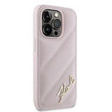 Husa pentru iPhone 14 Pro Max, Karl Lagerfeld Diagonal Quilted Script (KLHCP14XPQDSMGP), roz