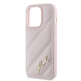 Husa pentru iPhone 14 Pro Max, Karl Lagerfeld Diagonal Quilted Script (KLHCP14XPQDSMGP), roz