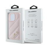Husa pentru iPhone 14 Pro Max, Karl Lagerfeld Diagonal Quilted Script (KLHCP14XPQDSMGP), roz
